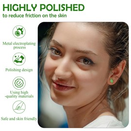 ZDE Titanium Women Flatback Earrings Celestial Lightning Bolt Stud Earrings 5mm Flat Back CZ Earrings Hypoallergenic Cartilage Flatback Earring Tragus Helix Tragus Conch Piercing (Green)