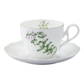 Noritake T97887/4942 Noritake Cup & Saucer (Both Coffee and Tea) 8.5 fl oz (250 cc), English Herbs, Microwavable, Time, Bone China