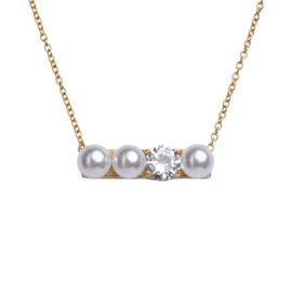 LuckyLy Collar de Perlas para Mujer y Zirconia Cúbica, Oro 18k con Base Acero Inoxidable – Ideal como Regalo para Mamá y Mujer Innovadores, Modelo Iris