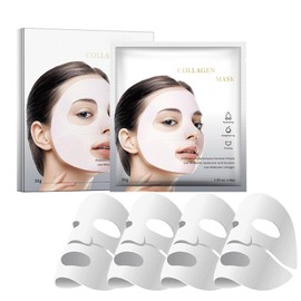 ARCHIDATE Collagen Mask Face Overnight - 4 Pieces Collagen Face Masks - Anti-Wrinkle Lifting Face Mask - Cloth Mask Face for Women - Moisturising Mask Face Care Masks Beauty Products