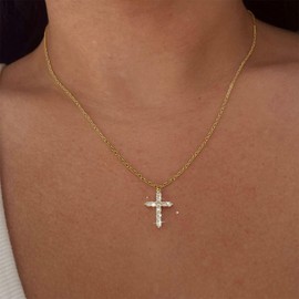 Cybche Vintage Strass Kreuz Halskette Choker Pave Cz Winzigen Kreuz Anhänger Halskette Gold Kristall Kreuz Choker Halskette Dünne Kette Kleines Kreuz Strass Halskette Schmuck Für Frauen