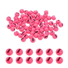 PATIKIL Fly Tying Tungsten Beads, 70 Pcs 5.5mm / 0.22 Inch Tungsten Slotted Bead Round Ball for Fly Tying Jig Hooks Fishing Materials, Pink