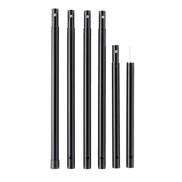 BUNDOK BD-272 Adjustable Pole, Tent, Tarp, Auxiliary Poles, Aluminum, 6 Pieces, Height Change, 8 Levels, Black