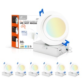 mw Lighting 4 Inch LED Recessed Lights, Eyeball Angled Recessed Lighting,2700K/3000K/3500K/4000K/5000K 5 CCT, 9W, 540lm Flood Floating Gimbal Light, CRI 90+，Dimmable, IC Rated, ETL Certificated (6PK)
