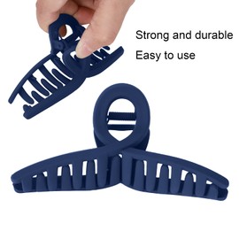 Medium Hair Claw Clips, Acetate Sheet Non Slip Hair Clamps Strong Claws Alloy for Cooking for Girls for Face Washing for Makeup for Women(navy blue)