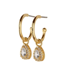 LuckyLy Aretes de Oro 14k para Mujer tipo Arracadas con Zirconia Cúbica – Joyería y Accesorios Ideales como Regalos para Mujer Cumpleaños y Regalos para Mamá Navidad, Modelo Dory Blanco