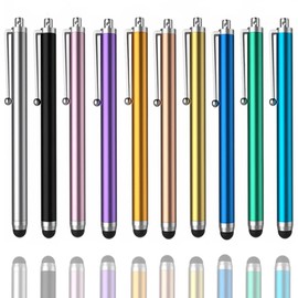 Stylus Pen Set of 10 for Smartphones, iPads, iPhones, Android and Tablets, Stylus Rubber Tip, Capacitive, Extra Fine, Lightweight, Multi Colors