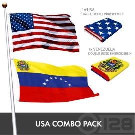 UD_G128 Combo Pack: American USA Flag ToughWeave Series 4x6 Ft Single Sided & Venezuela 7 Stars Venezuelan Flag Double Sided 4x6
