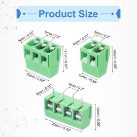 sourcing map 50PCS 2-Pin & 3-Pin & 4-Pin PCB Mount Screw Terminal Block Connectors 5mm/0.2inch Pitch Circuit Board Connectors for Home Appliances Green
