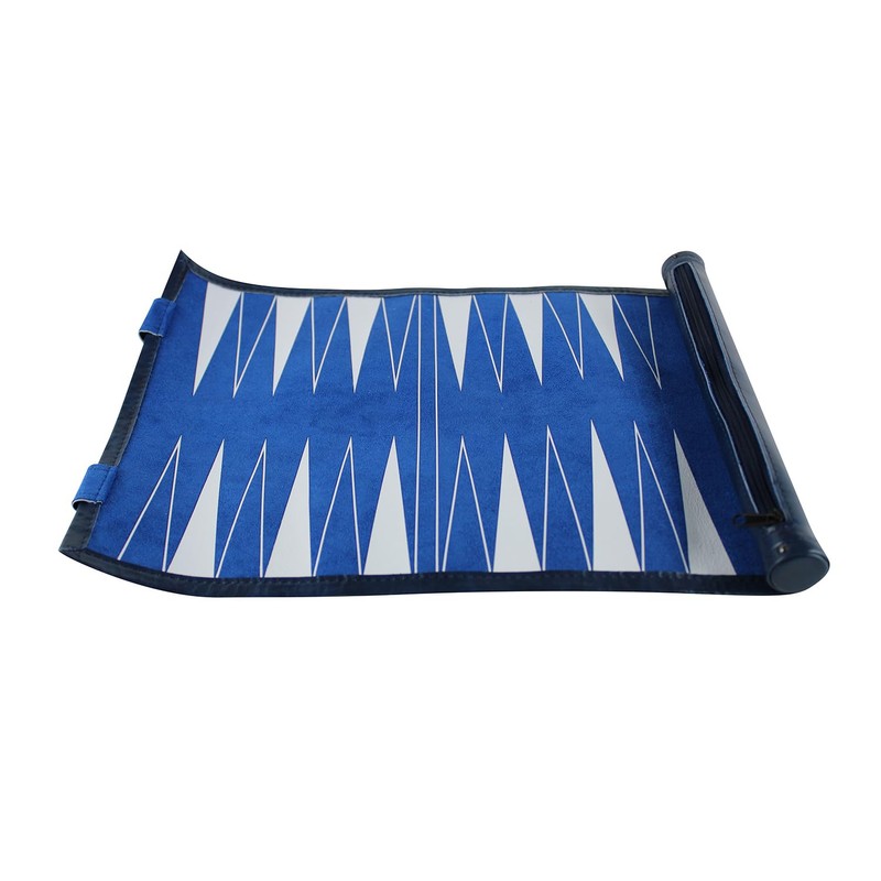 Blue Travel Roll Up Backgammon Set 13 Inch