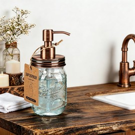 Amolliar Mason Jar Liquid Soap Dispenser Lid, Copper 2 Pack, 16oz Soap Pump