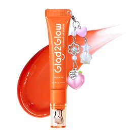 sérum labial 3 en 1 con efecto iluminador, bálsamo labial con color con VC-IP y Vitamin E, brillo ligero no pegajoso con charm a juego (02 Peach)     