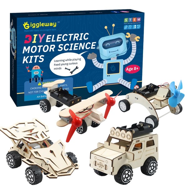 Giggleway DIY Wood Model Car Building Kits, Electric Motor Woodworking