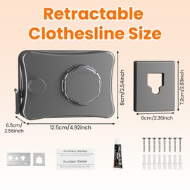 DECARETA Retractable Clothesline Stainless Steel Extendable Washing Line Portable Laundry Drying Lines Wall Mounted Invisible Washing Line for Dry Clothes Balcony Laundry Room Indoors Garden