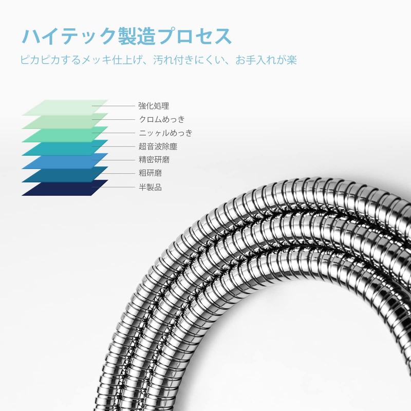 OFFO Shower Hose, Stainless Steel, 5.25 ft (1.6 m), Replacement,