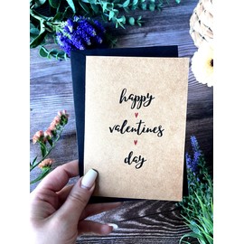 The Little Gem Company - Handmade Valentines Card - Happy Valentines Day - Tan Card. Perfect for Valentines Day. Boyfriend | Girlfriend | Partner | Husband | Wife