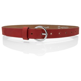 Cartvelli Women's Leather Belt 2.5 cm Narrow with Gift Box - Made in Germany - Clasp Silver, red