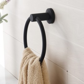 Brushed Towel Ring Towel Holder Stainless Steel Simple Round Towel Holder for Contemporary Bathroom Farmhouse Kitchen Organiser Wall Mounted (Blank)