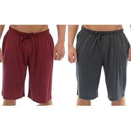 Best Deals Direct UK Mens 2 Pack Lounge Jersey Shorts Trouser Bottoms (Large(34-36), Wine -Charcoal)