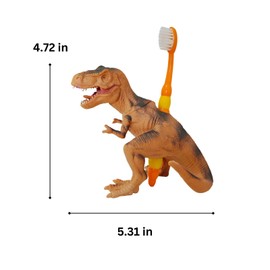 Tyrannosaurus Toothbrush Holder,Fun Dinosaur Bathroom Organizer for Kids,Toddler Bath Accessories Perfect for Child's Bathroom,Jurassic Theme Décor (Yellow)
