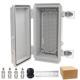 YETLEBOX Waterproof Electrical Box, IP67 Junction Box Stainless Steel Latch Hinged Grey Cover Project Enclosure with Wall Bracket 7.9"x3.9"x2.8"