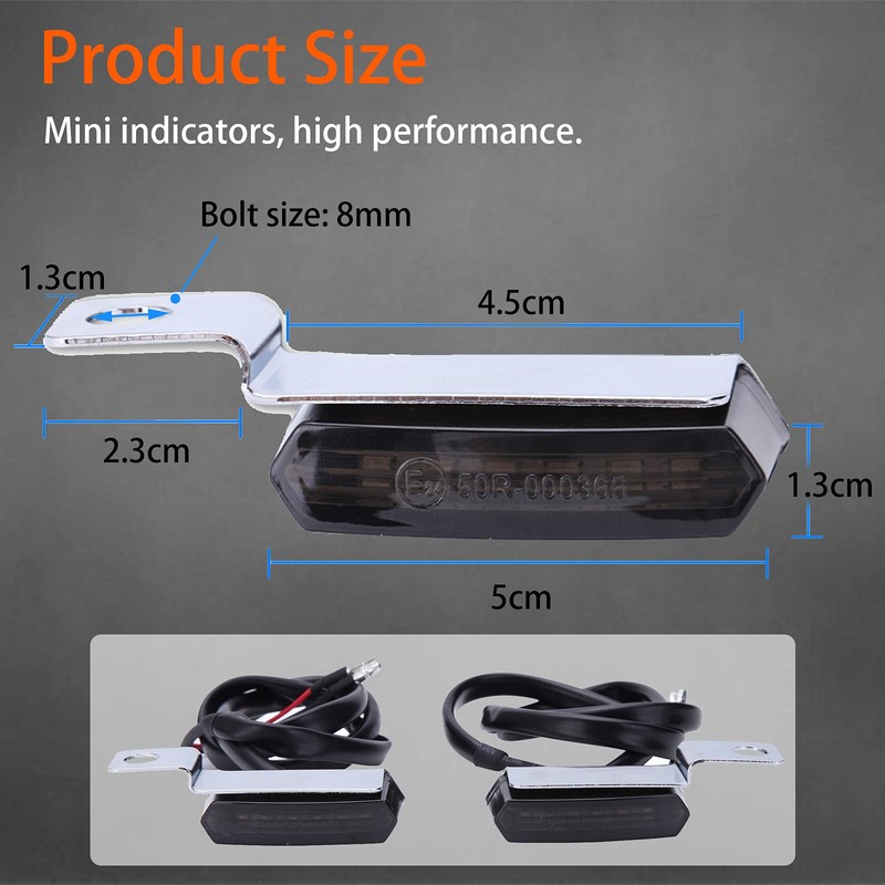 JMTBNO 2x Motorcycle LED Indicator, Sequential Amber Light Mini Indicator