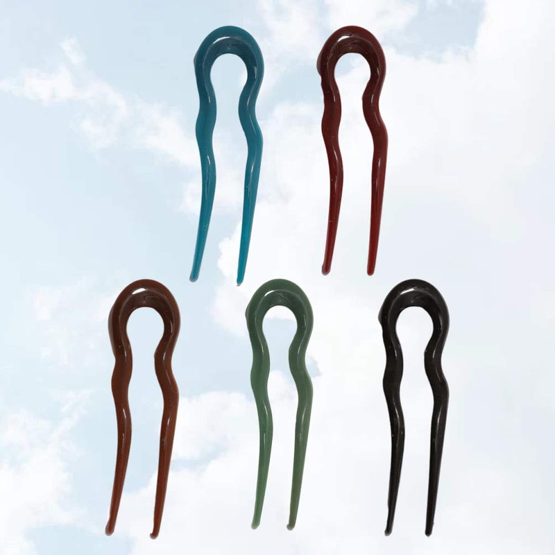 FRCOLOR 5pcs French Hair Fork Celluloid Chignon Hair Pins Hair