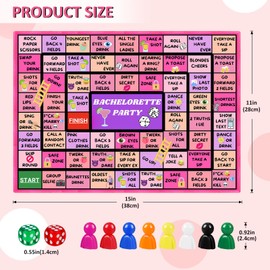 Fofeadm Bachelorette Party Drinking Games for Adults, Rubber Mat Drinking Board Game, Funny Party Interactive Drinking Games for Girls Night, Bachelorette Party, Age 21+, 2-8 Players
