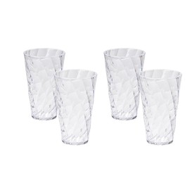 Omada Design Wassergläser Set, Packung mit 4 farbigen Kunststoffgläsern aus transparentem Acryl (Bpa Free), 50cl Kapazität, Made in Italy, Verarbeitung mit Diamanteffekt, Diamond Linie, Transparent