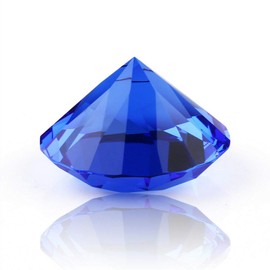 Zoogamo 2” / 60 mm Dark Blue Diamond Shaped Glass Crystal Paperweight – Home Office Decor & Wedding Favors Centerpieces Decoration with Gift Box