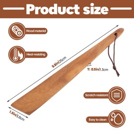 2pcs Teak Wood Spatula for Cast Iron 9.8inch Small Wood Flipper Non-Stick Egg Scraper Flat Wooden Turner Spatulas Perfect for Flipping, Serving, Scraping & Turning(COLOR:Wood)