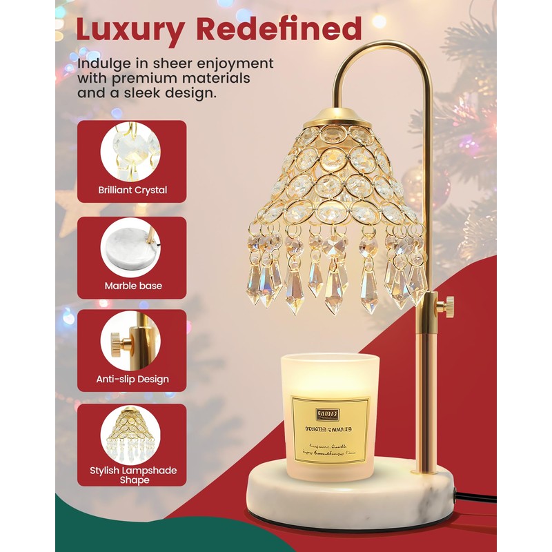 KISUFU Smart Crystal Candle Warmer Lamp with Timer - 2-in-1