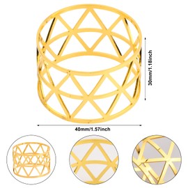 Pack of 12 Napkin Rings Hollow Out Metal Napkin Rings Universal Napkin Rings Vintage Hollow Out Napkin Ring Metal for Wedding, Christmas, Family Collecting, Dining Table Decoration (Gold)