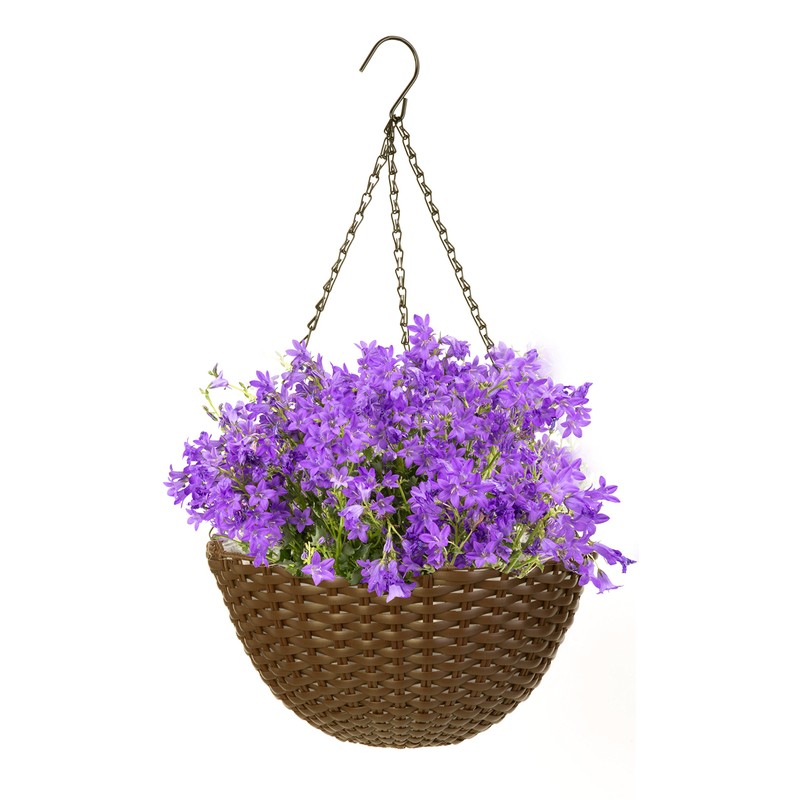14" Resin Woven Hanging Basket, Espresso Brown, Hangings Basket