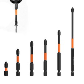 Yuentoen 6 Piece Magnetic Screwdriver Bits, 25-150mm Magnetic Phillips Screwdriver Bit Set, Anti-Slip Screwdriver Extension Bit Set, 1/4" Hex Shank