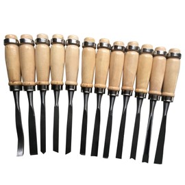Wood Carving Chisel Set Polished Comfortable Hand Feel Practical Portable Hand Carving Chisel Kit 12Pcs