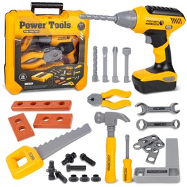 Rhyrenypix Kids Tool Set with Toy Drill, Construction Tools with Tool Box, Pretend Play Kids Toys for Boys Age 3 4 5 6 Years Old