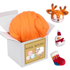 Wool Roving Bulk - 8.82oz Super Wool Chunky Yarn, Wool Roving Top for Needle Felting, Soft Felting Wool Supplies for Hand Spinning, Felting, Blending, Weaving and DIY Craft (Dark Orange)