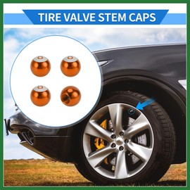 Motoforti 4 Pcs Tire Valve Stem Caps, 17x17.8MM Car Wheel Valve Cap for Car Motorcycle Anti Crash Aluminum Alloy Orange Red Tyre Valve Stem Cover Valve Dust Cap Tire Valve Cap Long-lasting