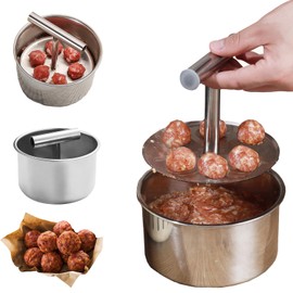 Stainless Steel Meatball Shaper, 6 Holes Meatball Press for Kitchen, Manual Mince Ball Shaper, Non-Stick Meatball Machine, for Meatballs, Shrimp Balls, Kitchen (S)