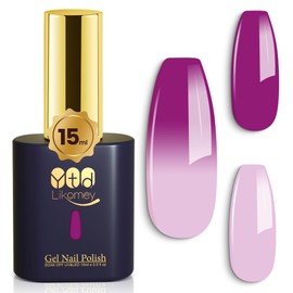 YTD Likomey Color Changing Gel Nail Polish,15ml Nude Pink To Plum Grape Purple Mood Temperature Change Colors Spring Summer Ombre Thermal Salon Home Nail Art Manicure UV Nails Gel Varnish,WB12