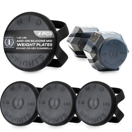 Mid Weights Add-on Silicone Weight Plates For Round or Hex Dumbbells, 1.25 lb. Fractional Weights, Micro Loading For Dumbbell Workouts, Add 1.25 or 2.5 lbs, Increase Weight In Smaller Increments, 4 pcs.