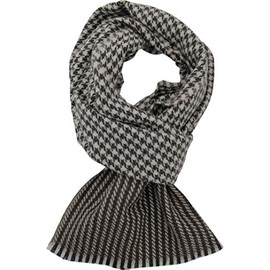 Wollschal Damenschal Winterschal Herrenschal Hahnentrit & Two Tone braun weiß 200 x 35 cm Made in Germany