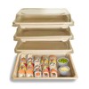 EcoQuality Large Compostable Sushi Trays with Lids - Natural Sugarcane