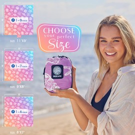 WEKAPO Beach Blanket Waterproof Sandproof & Sand-Free Beach Mat with Stakes & Built-in Storage Bag – Oversized, Extra Large, Perfect for Outdoor (Pinkish Purple Sea Shells, 11 X 9 FT (1~10 Person))