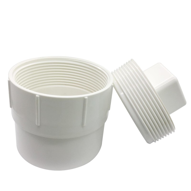Fitvell 4" PVC Sewer Cleanout Adapter with Plug Pipe Fitting