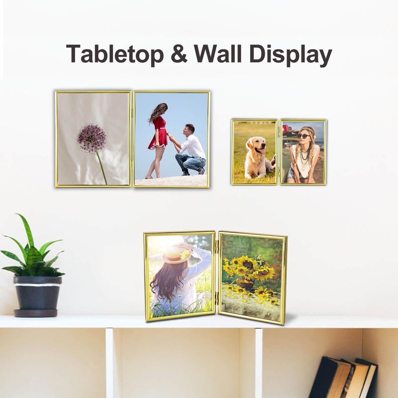 HIKWADERY 8x10 Picture Frame Double Hinged Folding, Elegant Thin Edge