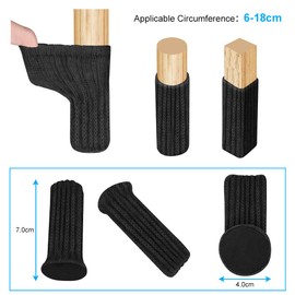 OSDUE Pack of 24 Chair Socks, Elastic Furniture Socks, Knitted, Felt Chair Leg Caps, Thick Base, Non-Slip Pads for Furniture, Table, Floor Protection, Avoid Scratches and Noise (Black)