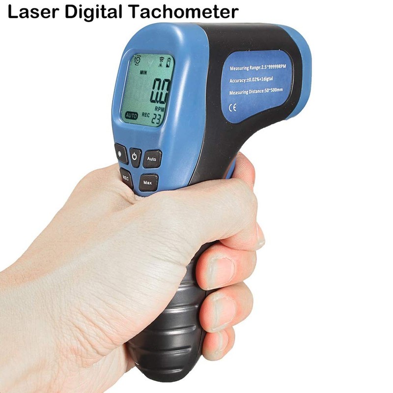 Digital Photo Tachometer LCD Display Non-Contact Speedometer 2.5-99999RPM Motor Tachometer