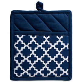 DII Lattice Basics Collection Kitchen Essentials, Oven Mitt & Potholder Set, Nautical Blue, 2, Piece